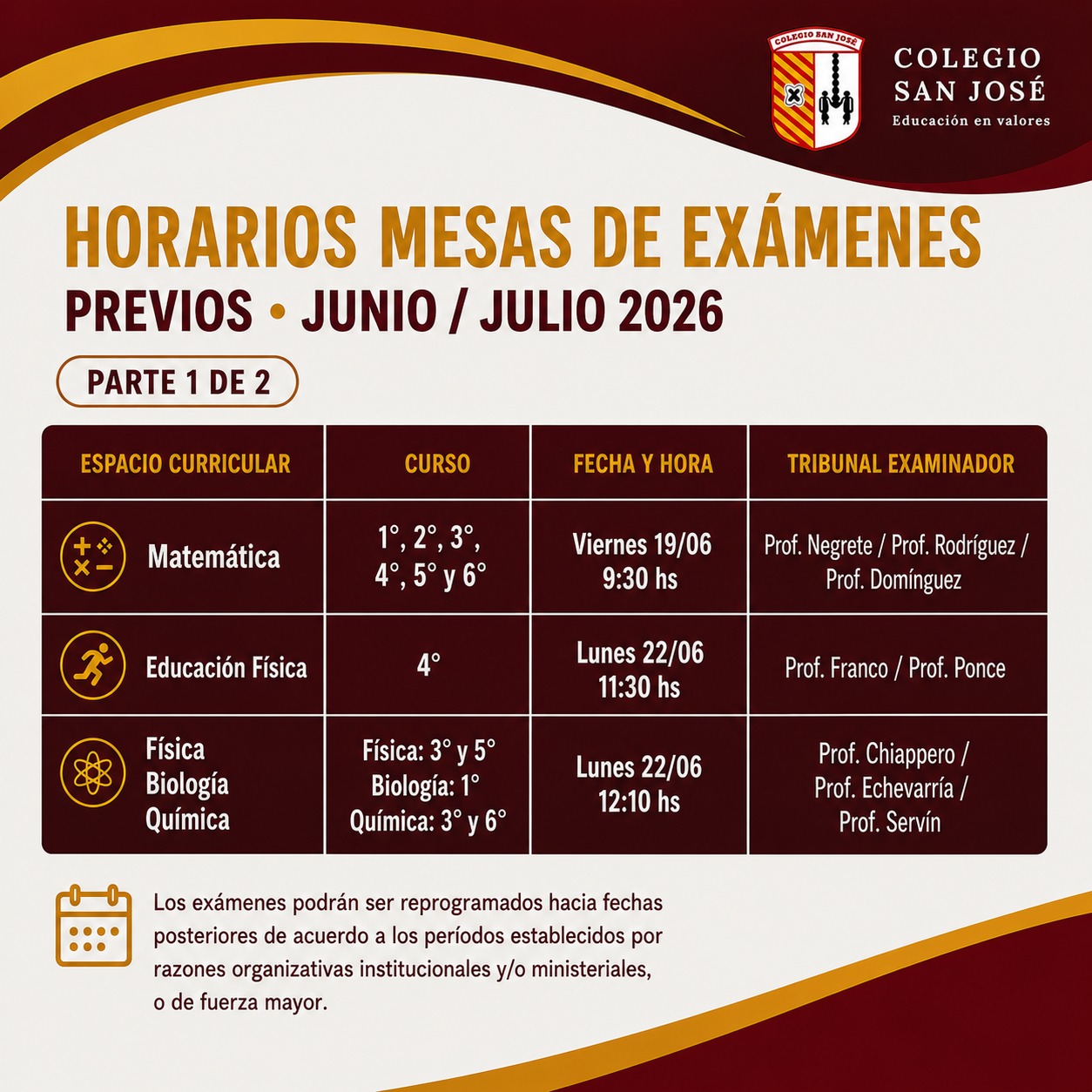 Mesas de Exámenes